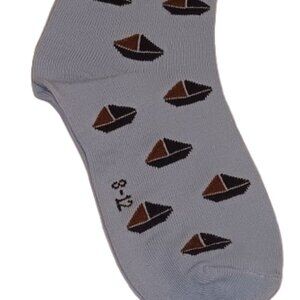 Kids Boat Print Crew Socks – Light Blue – Size 8–12 – Soft Stretch Cotton Blend